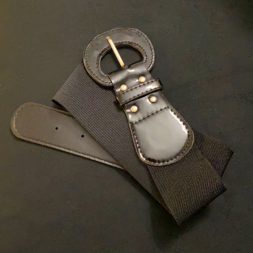 Black Pleather High Waist Belt
